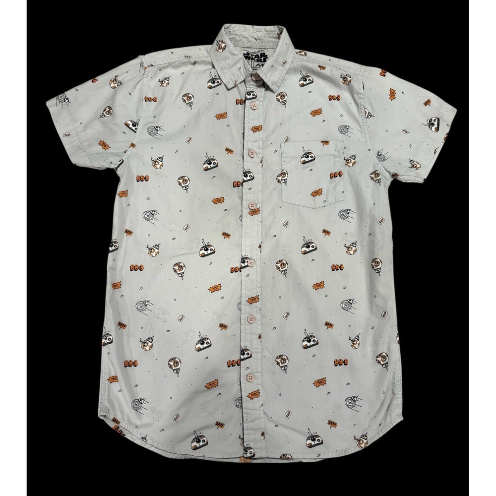 Disney Star Wars Mens Collared Button Front Shirt Sz XS BB-8 Droid Short Sleeve‎